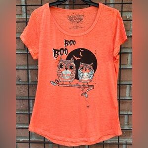 Rocker Girl Orange Owl Graphic Tee